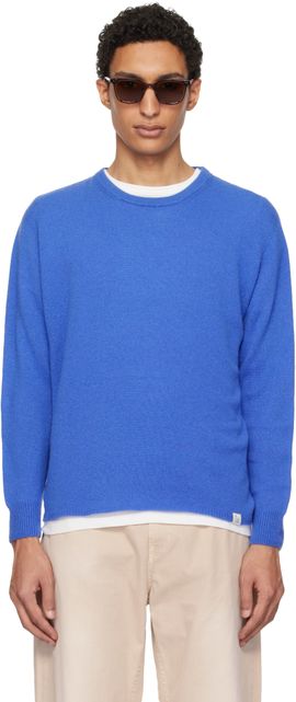 Merz b. Schwanen Merz b. Schwanen Blue Lightweight Merino Wool-Cashmere-Silk Sweater