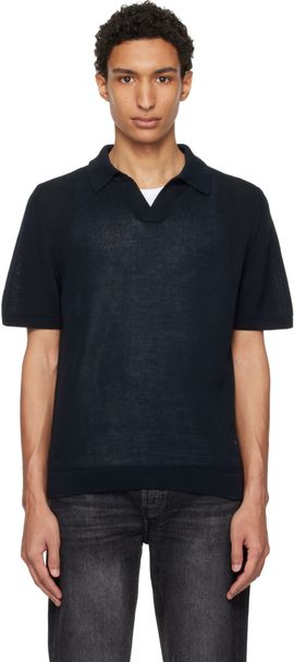 Merz b. Schwanen Merz b. Schwanen Navy Cotton Short Sleeve Polo
