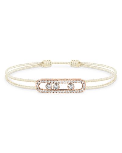 Messika Messika 18K Rose Gold Messika Cares Diamond Cream Cord Slider Bracelet, 0.26 tcw