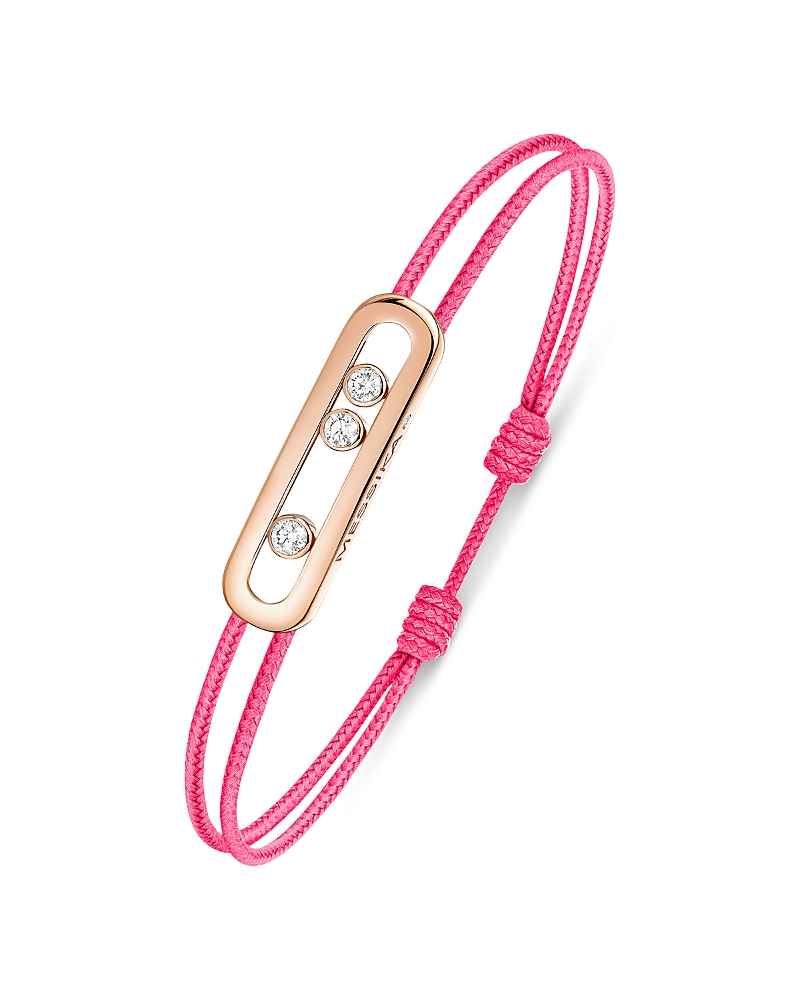 Messika Messika 18K Rose Gold Messika Cares Diamond Pink Cord Slider Bracelet, 0.09 tcw