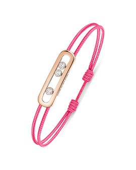 Messika Messika 18K Rose Gold Messika Cares Diamond Pink Cord Slider Bracelet, 0.09 tcw