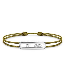Messika Messika 18K White Gold Messika Cares Diamond Khaki Cord Slider Bracelet, 0.09 tcw