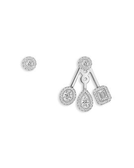 Messika Messika 18K White Gold My Twin Diamond Mixed Cut Convertible Stud & Drop Earrings