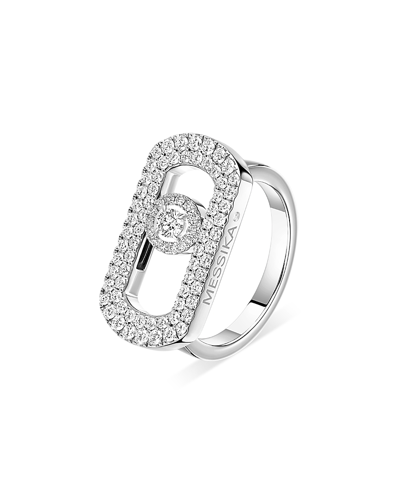 Messika Messika So Move Diamond Link Signet Ring in 18K White Gold, 0.06 tcw