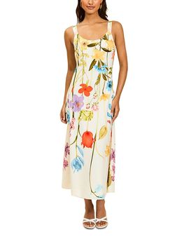 chara floral fit & flare midi dress Heather Blue Floral Midi Dress main image 1