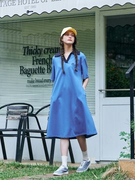 METAPHER Lovely Summer Collar Dress_Blue