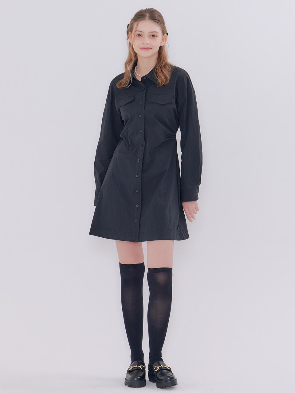 METAPHER MET line shirt mini dress black