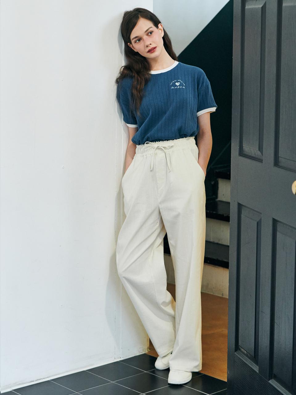 METAPHER MET Linen Wide Banded Pants