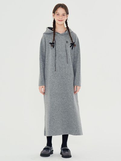 METAPHER MET Minimal Wool Knit Hood Dress Gray