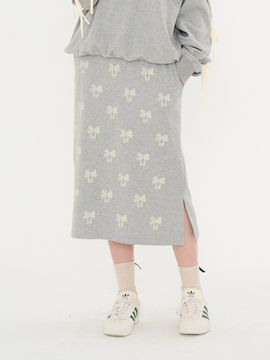 METAPHER MET ribbon printing skirt grey