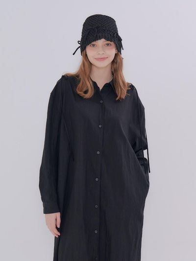 METAPHER MET ribbon shirt dress black
