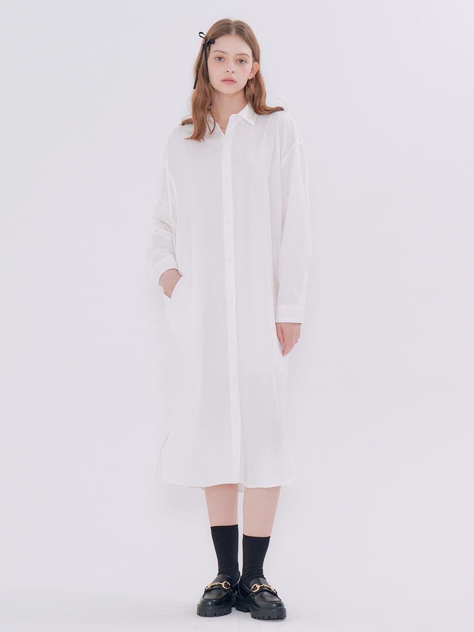 METAPHER MET ribbon shirt dress white