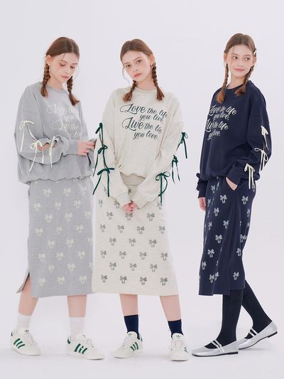 METAPHER MET Ribbon Sweatshirt & Skirt Set