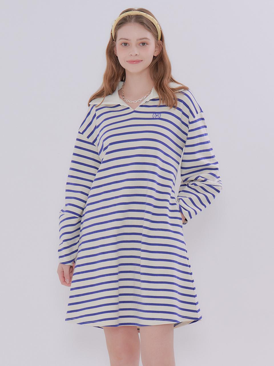 METAPHER MET stripe collar A one-piece blue