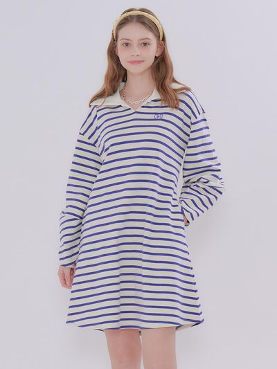 METAPHER MET stripe collar A one-piece blue