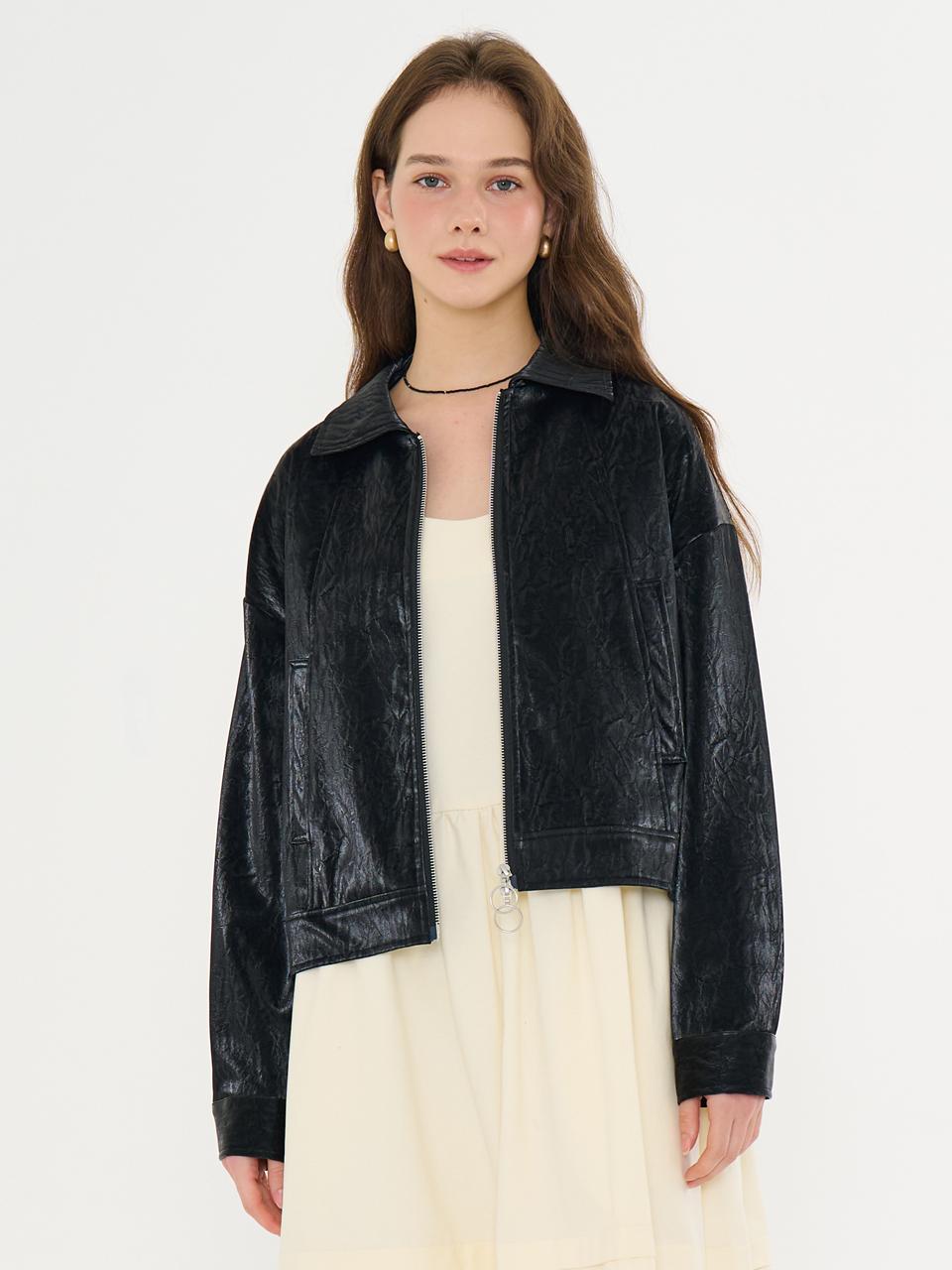 METAPHER MET wrinkle leather jacket black