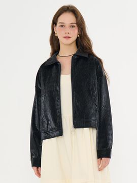 METAPHER MET wrinkle leather jacket black