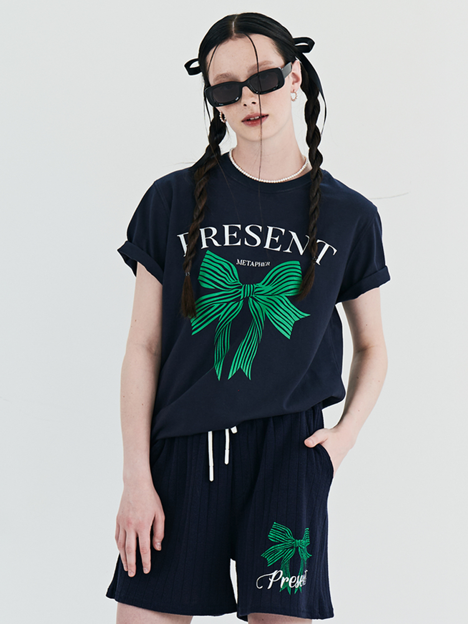 METAPHER Present Printing T-shirt - Navy