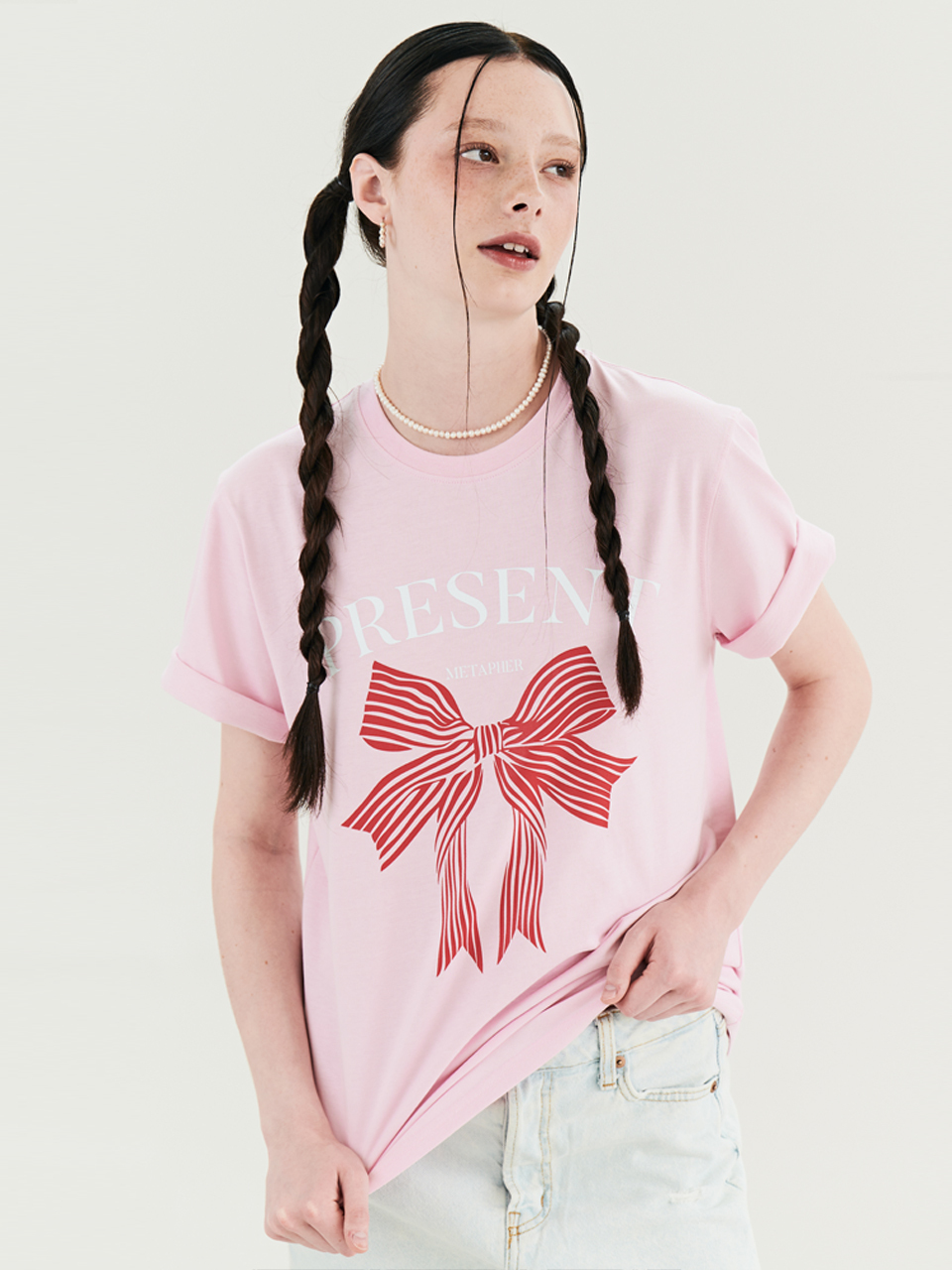 METAPHER Present Printing T-shirt - Pink