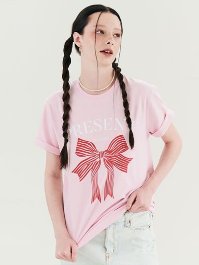 METAPHER Present Printing T-shirt - Pink