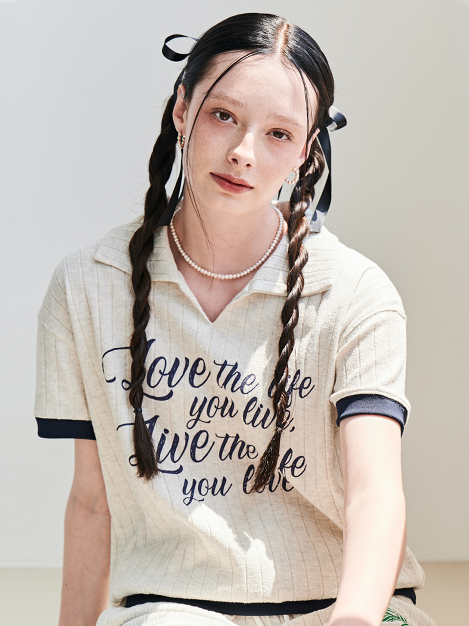 METAPHER Summer Knit Collar T-shirt