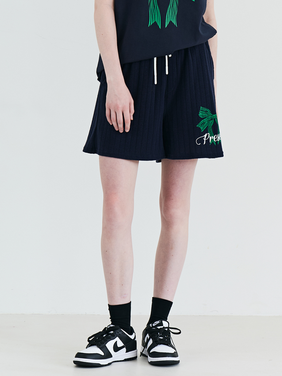 METAPHER Summer Ribbon Knit Pants - Navy