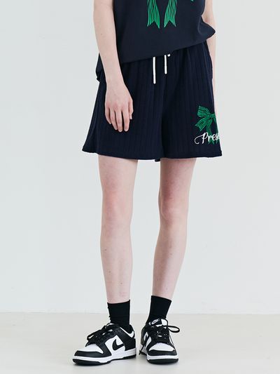 METAPHER Summer Ribbon Knit Pants - Navy
