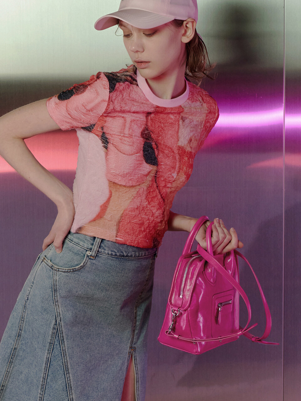 mfnt PLAY Crinkled Spice Girl Bag_Fuchsia Pink