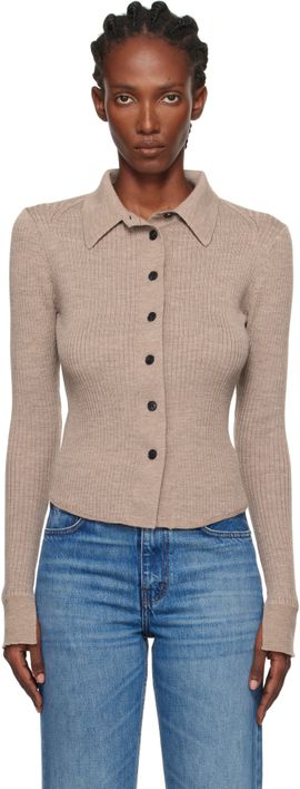 mfpen mfpen Beige Knitted Rib Cardigan