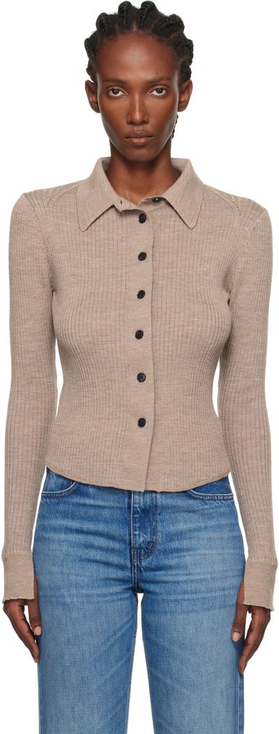mfpen mfpen Beige Knitted Rib Cardigan