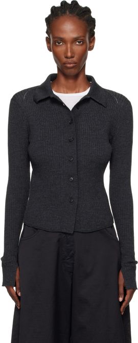 mfpen mfpen Gray Knitted Rib Cardigan