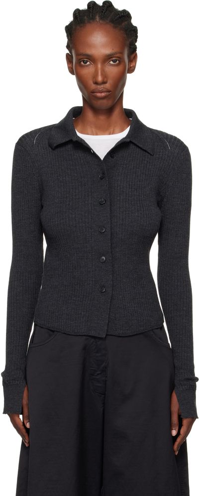 mfpen mfpen Gray Knitted Rib Cardigan