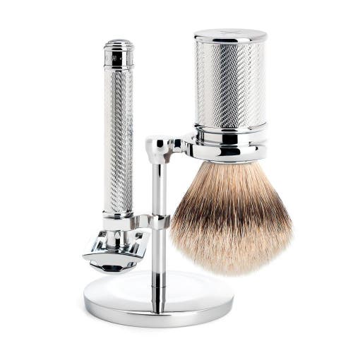 MÜHLE MÜHLE Chrome Silvertip Badger & Closed Comb Safety Razor Shaving Set 
