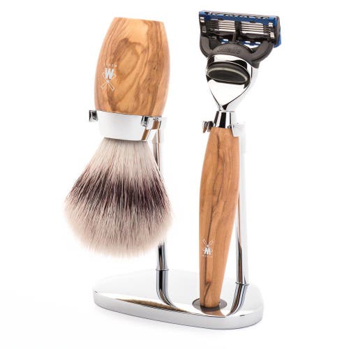 MÜHLE MÜHLE Kosmo Olive Wood 3-Piece Silvertip Fiber & Fusion Shaving Set 