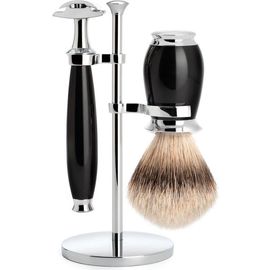 MÜHLE MÜHLE Purist Black 3-Piece Silvertip Badger & Safety Razor Shaving Set 