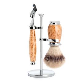 MÜHLE MÜHLE Purist Karelian Masur Birch 3-Piece Silvertip Fiber & Fusion Shaving Set 