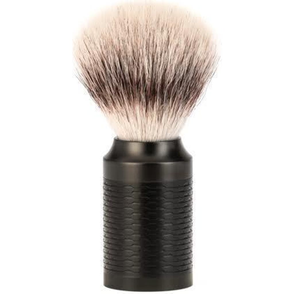 MÜHLE MÜHLE Rocca Jet Black Stainless Steel Silvertip Fiber Shaving Brush 