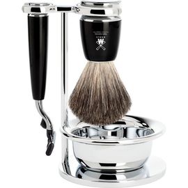 MÜHLE MÜHLE Rytmo Black 4-Piece Pure Badger & Mach-3 Shaving Set 