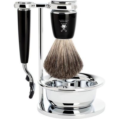 MÜHLE MÜHLE Rytmo Black 4-Piece Pure Badger & Mach-3 Shaving Set 