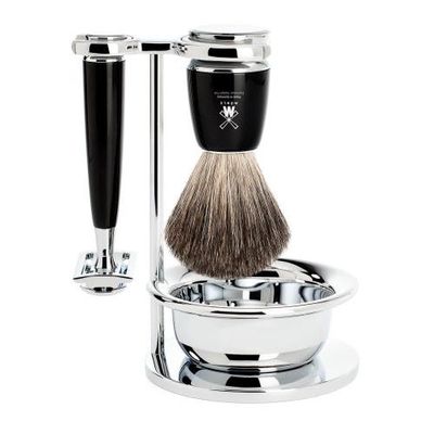 MÜHLE MÜHLE Rytmo Black 4-Piece Pure Badger & Safety Razor Shaving Set