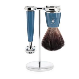MÜHLE MÜHLE Rytmo Petrol Blue 3 Pc. Black Fibre / Safety Razor Shaving Set 