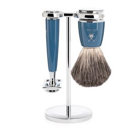 MÜHLE MÜHLE Rytmo Petrol Blue 3 Pc. Pure Badger / Safety Razor Shaving Set 