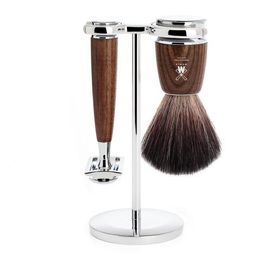 MÜHLE MÜHLE Rytmo Steamed Ash 3-Piece Black Fiber & Safety Razor Shaving Set 