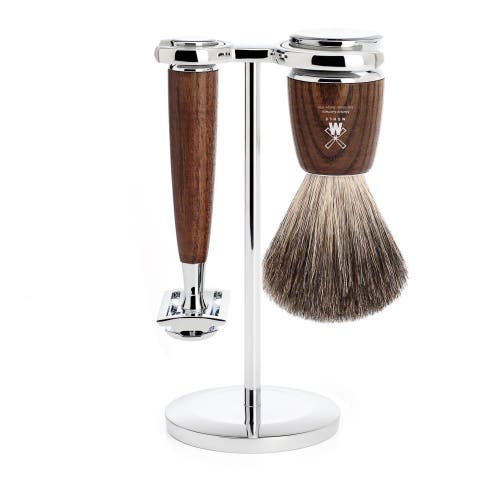 MÜHLE MÜHLE Rytmo Steamed Ash 3-Piece Pure Badger & Safety Razor Shaving Set 