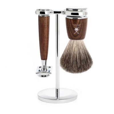 MÜHLE MÜHLE Rytmo Steamed Ash 3-Piece Pure Badger & Safety Razor Shaving Set 