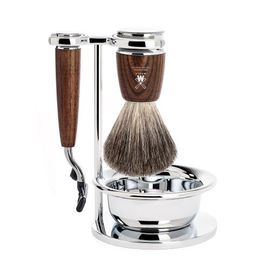 MÜHLE MÜHLE Rytmo Steamed Ash 4-Piece Pure Badger & Mach-3 Shaving Set 