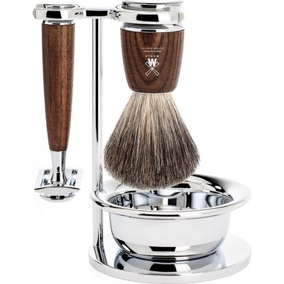 MÜHLE MÜHLE Rytmo Steamed Ash 4-Piece Pure Badger & Safety Razor Shaving Set 