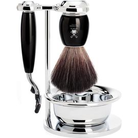 MÜHLE MÜHLE Vivo Black Resin 4-Piece Black Fiber & Mach-3 Shaving Set 