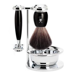 MÜHLE MÜHLE Vivo Black Resin 4-Piece Black Fiber & Safety Razor Shaving Set 