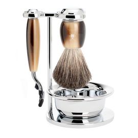 MÜHLE MÜHLE Vivo Brown Horn 4-Piece Pure Badger & Mach-3 Shaving Set 